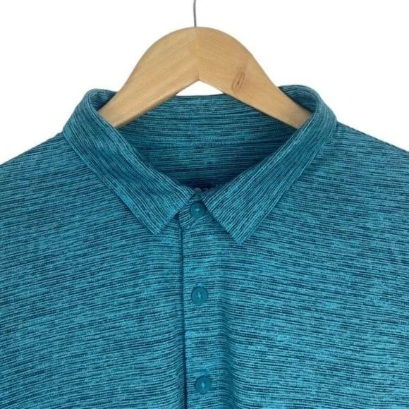 Zella mens Green Driver Performance Golf Polo Marled Teal Porcelain Melange US M - Picture 4 of 9